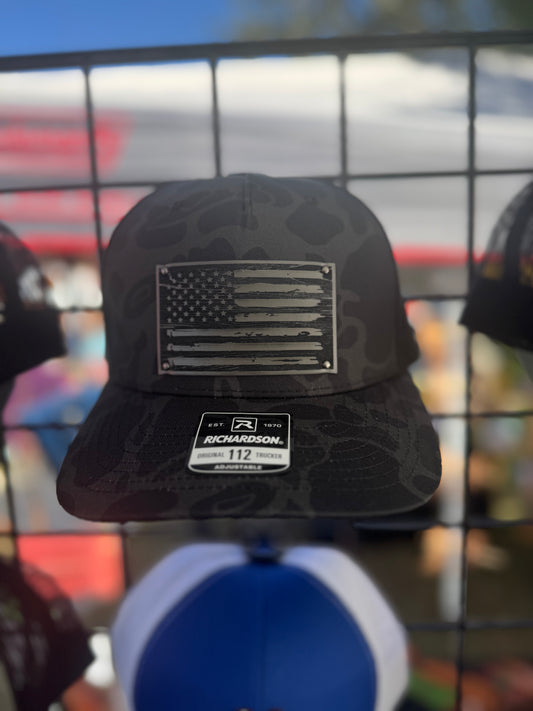 American Flag Laser Etched Patch Richardson Trucker Hat