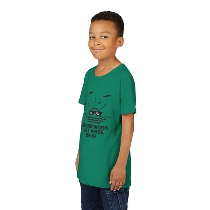 Chill Vibes Youth Tee - No Homework Just Vibes T-Shirt, Casual Clothing for Kids, Gift for Students, Summer Style, Fun and Relaxed