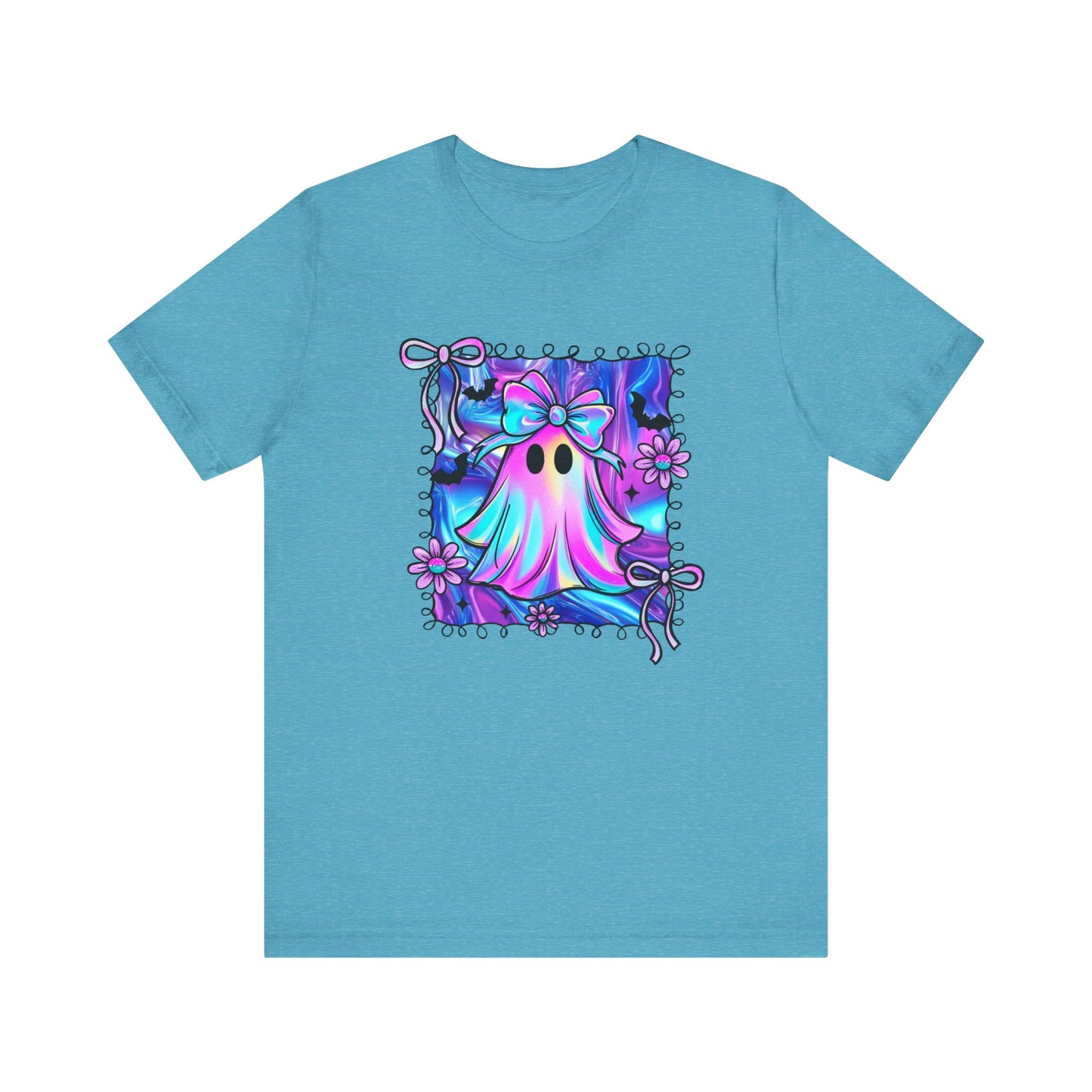 Ghouly Girl Cute Ghost Graphic Tee, Unisex Jersey T-Shirt for Halloween, Fun Casual Wear, Quirky Gift Idea, Spooky Season Style, Summer Vibes