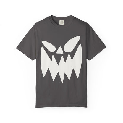 Halloween Monster Face T-Shirt, Unisex Garment-Dyed Tee, Spooky Graphic Tee, Casual Wear, Halloween Costume, Autumn Fashion