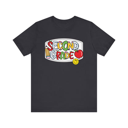 Second Grade Compositions Book- School Girl Style -Back to School Second Grade Tee, Adult  Teacher Unisex Jersey Short Sleeve T-Shirt, Teacher's Gift, Classroom Apparel, Educational Fun