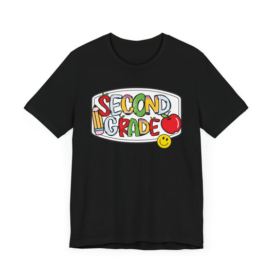 Second Grade Compositions Book- School Girl Style -Back to School Second Grade Tee, Adult  Teacher Unisex Jersey Short Sleeve T-Shirt, Teacher's Gift, Classroom Apparel, Educational Fun