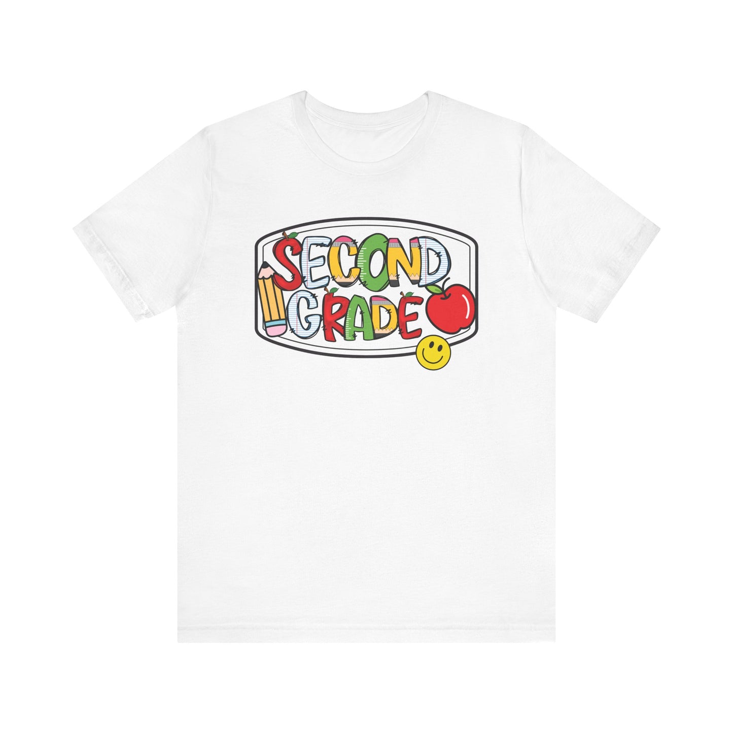Second Grade Compositions Book- School Girl Style -Back to School Second Grade Tee, Adult  Teacher Unisex Jersey Short Sleeve T-Shirt, Teacher's Gift, Classroom Apparel, Educational Fun