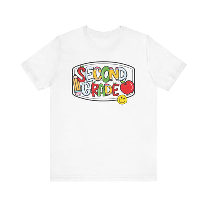 Second Grade Compositions Book- School Girl Style -Back to School Second Grade Tee, Adult  Teacher Unisex Jersey Short Sleeve T-Shirt, Teacher's Gift, Classroom Apparel, Educational Fun