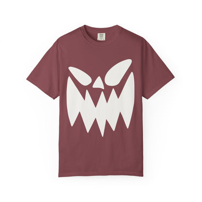 Halloween Monster Face T-Shirt, Unisex Garment-Dyed Tee, Spooky Graphic Tee, Casual Wear, Halloween Costume, Autumn Fashion
