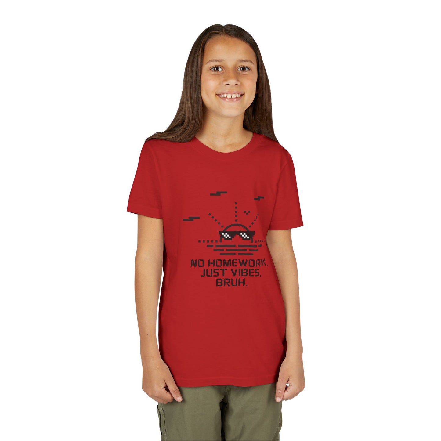 Chill Vibes Youth Tee - No Homework Just Vibes T-Shirt, Casual Clothing for Kids, Gift for Students, Summer Style, Fun and Relaxed