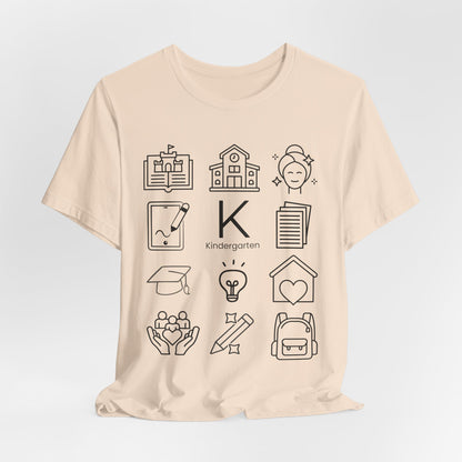 Kindergarten Teacher Icons Shirt | Minimal Back to School Tee