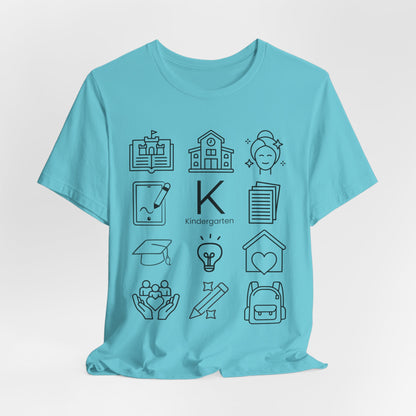 Kindergarten Teacher Icons Shirt | Minimal Back to School Tee