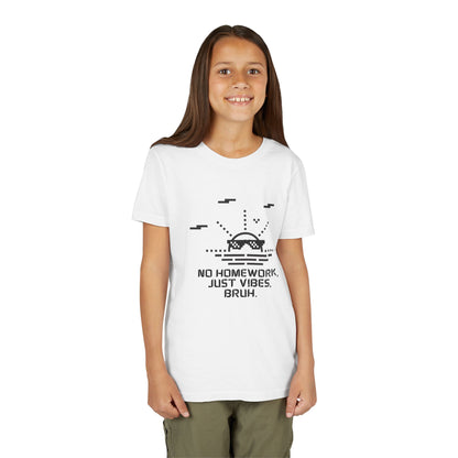 Chill Vibes Youth Tee - No Homework Just Vibes T-Shirt, Casual Clothing for Kids, Gift for Students, Summer Style, Fun and Relaxed