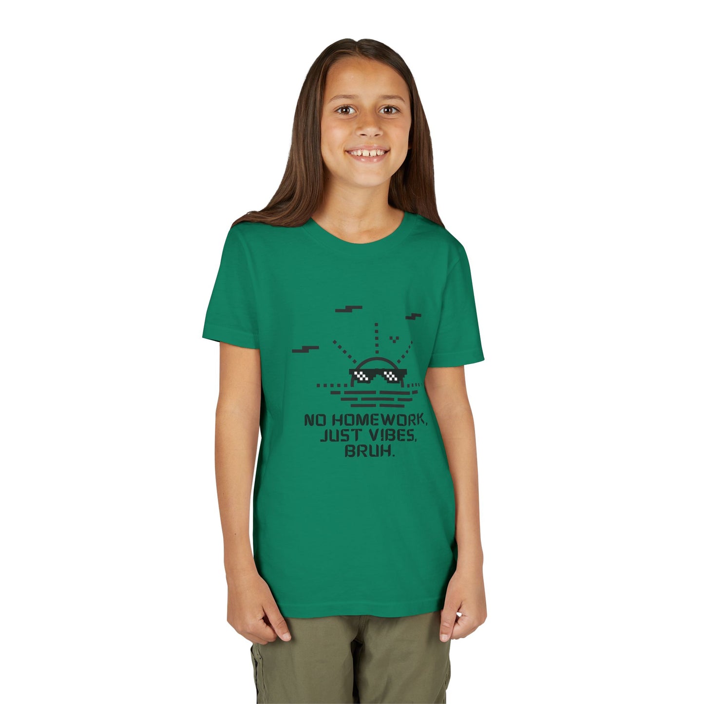 Chill Vibes Youth Tee - No Homework Just Vibes T-Shirt, Casual Clothing for Kids, Gift for Students, Summer Style, Fun and Relaxed
