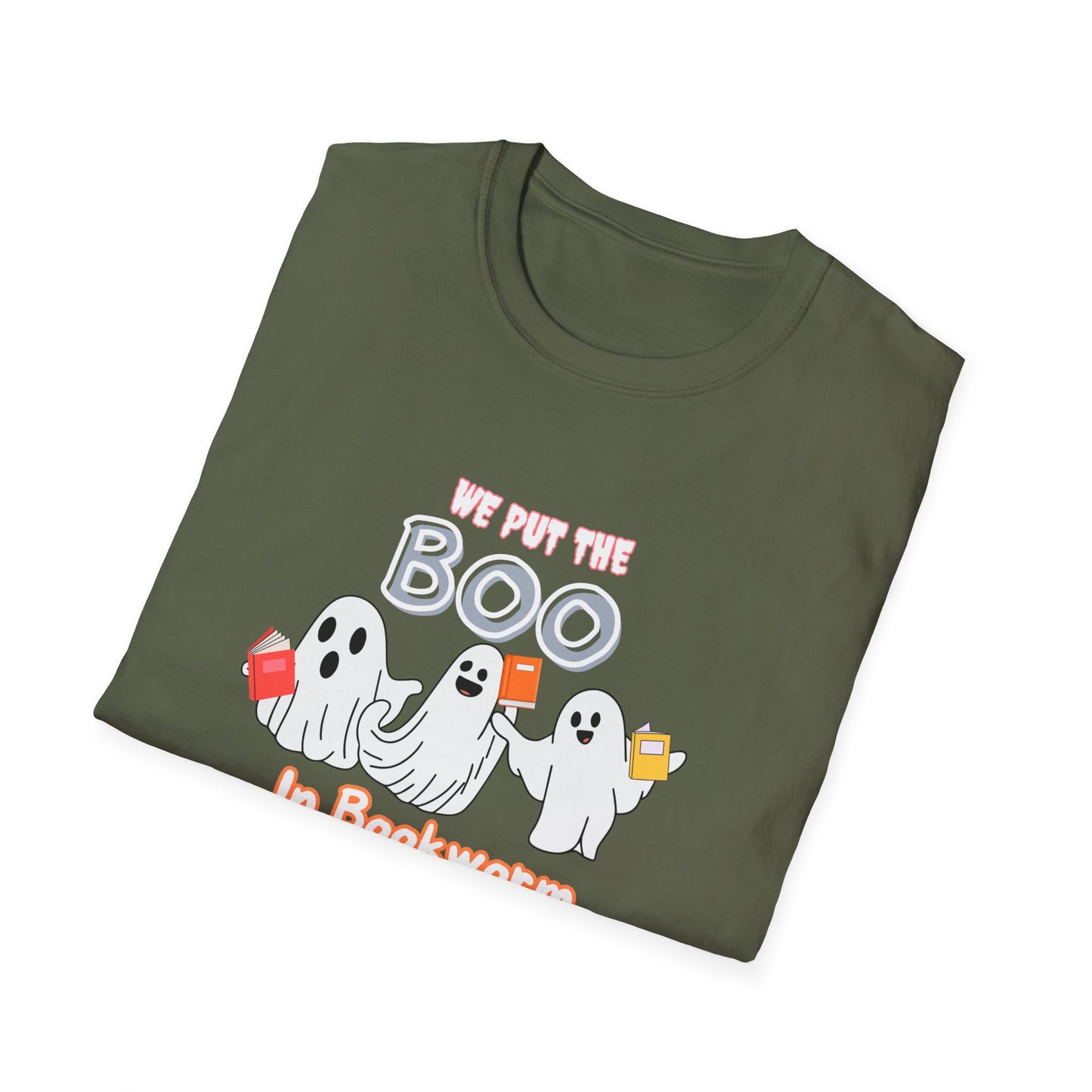 Ghost BOO in BOOKworm Spooky Unisex T-Shirt