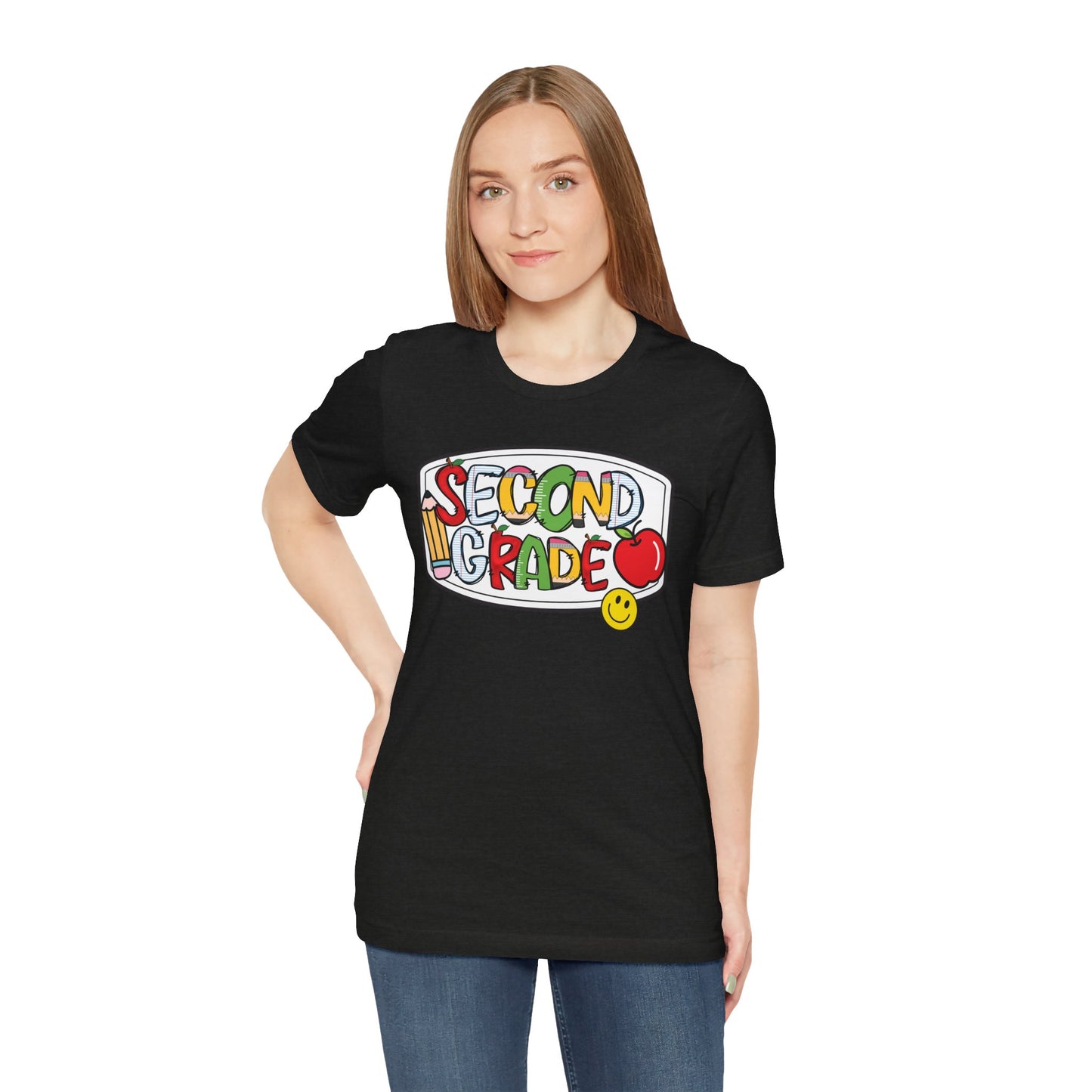 Second Grade Compositions Book- School Girl Style -Back to School Second Grade Tee, Adult  Teacher Unisex Jersey Short Sleeve T-Shirt, Teacher's Gift, Classroom Apparel, Educational Fun