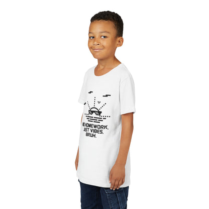 Chill Vibes Youth Tee - No Homework Just Vibes T-Shirt, Casual Clothing for Kids, Gift for Students, Summer Style, Fun and Relaxed