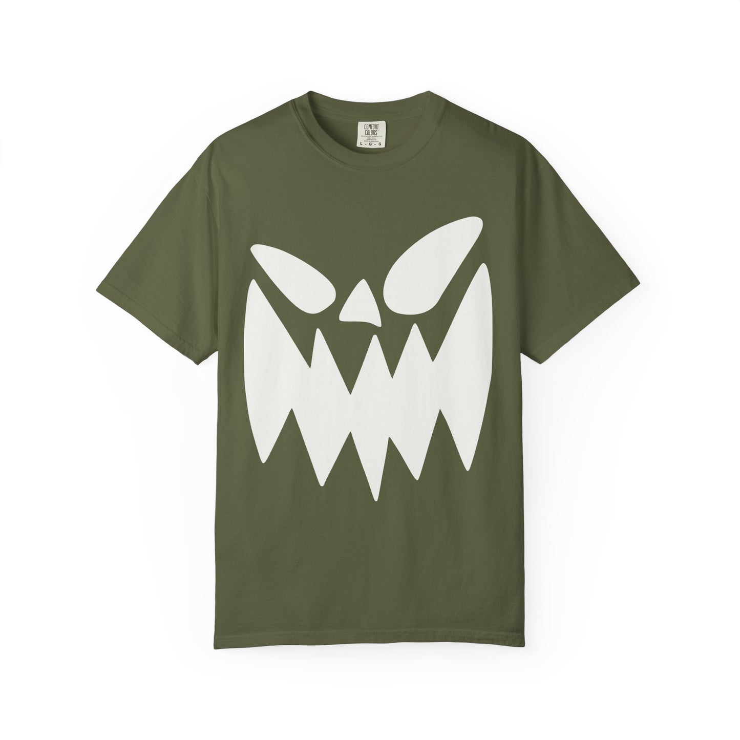 Halloween Monster Face T-Shirt, Unisex Garment-Dyed Tee, Spooky Graphic Tee, Casual Wear, Halloween Costume, Autumn Fashion