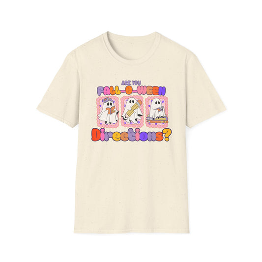 Fall-O-Ween directions teacher T-Shirt - Ghost Design, Halloween Tee, Fall Fashion, Casual Wear, Fun Gift, Seasonal Apparel