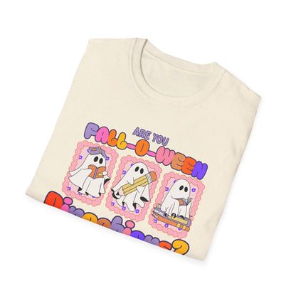 Fall-O-Ween directions teacher T-Shirt - Ghost Design, Halloween Tee, Fall Fashion, Casual Wear, Fun Gift, Seasonal Apparel