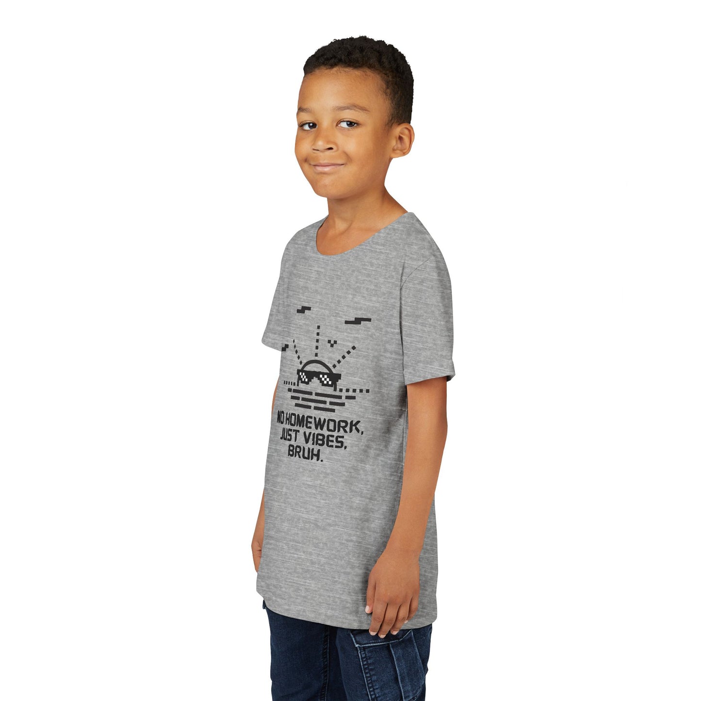 Chill Vibes Youth Tee - No Homework Just Vibes T-Shirt, Casual Clothing for Kids, Gift for Students, Summer Style, Fun and Relaxed