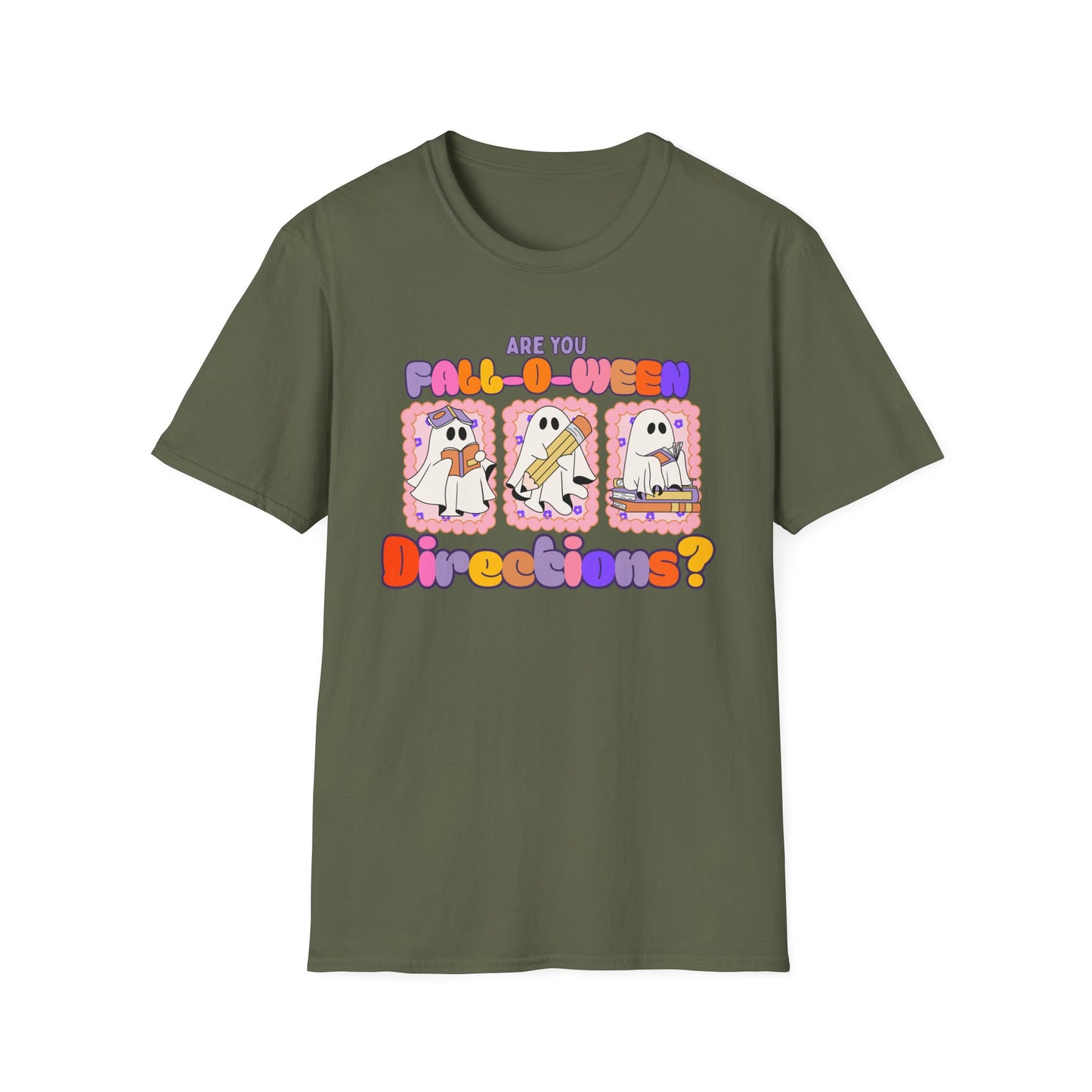 Fall-O-Ween directions teacher T-Shirt - Ghost Design, Halloween Tee, Fall Fashion, Casual Wear, Fun Gift, Seasonal Apparel