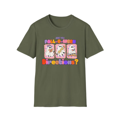 Fall-O-Ween directions teacher T-Shirt - Ghost Design, Halloween Tee, Fall Fashion, Casual Wear, Fun Gift, Seasonal Apparel