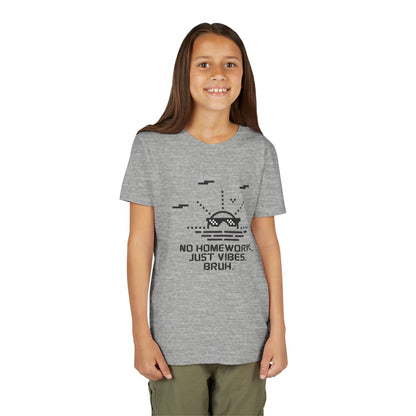 Chill Vibes Youth Tee - No Homework Just Vibes T-Shirt, Casual Clothing for Kids, Gift for Students, Summer Style, Fun and Relaxed