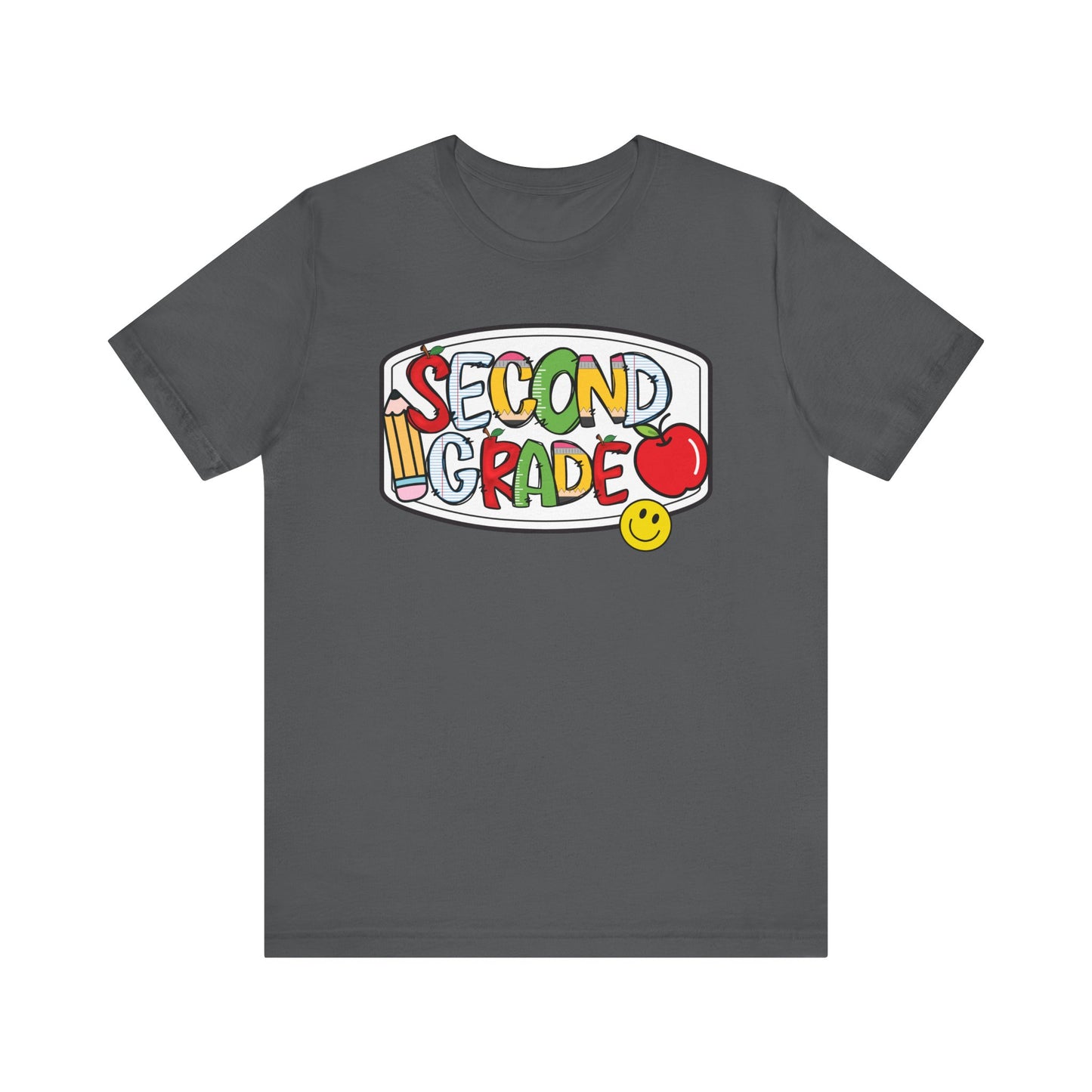 Second Grade Compositions Book- School Girl Style -Back to School Second Grade Tee, Adult  Teacher Unisex Jersey Short Sleeve T-Shirt, Teacher's Gift, Classroom Apparel, Educational Fun