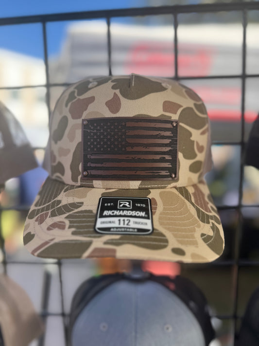 American Flag Laser Etched Patch Richardson Trucker Hat
