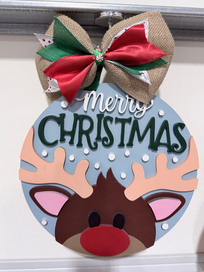 Merry Christmas door decor deer