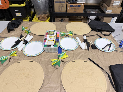 Door hanger painting workshop at Ruff Life Graphics in St. Augustine, Florida